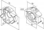 535.10091 Kompakthalterung aus Aluminium mit 2 Bohrungen, Abstand 48 und 60 mm